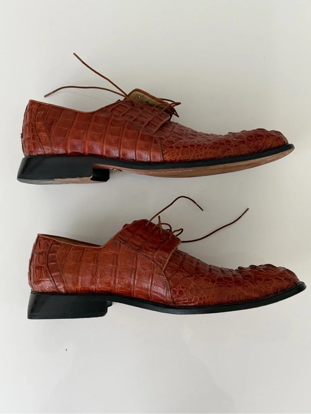 Studio Belvedere Genuine Crocodile Oxford Dress Shoes Brown Size 11